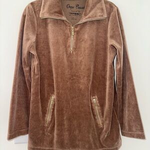 Vintage Velour Brown Quarter-Zip Pullover